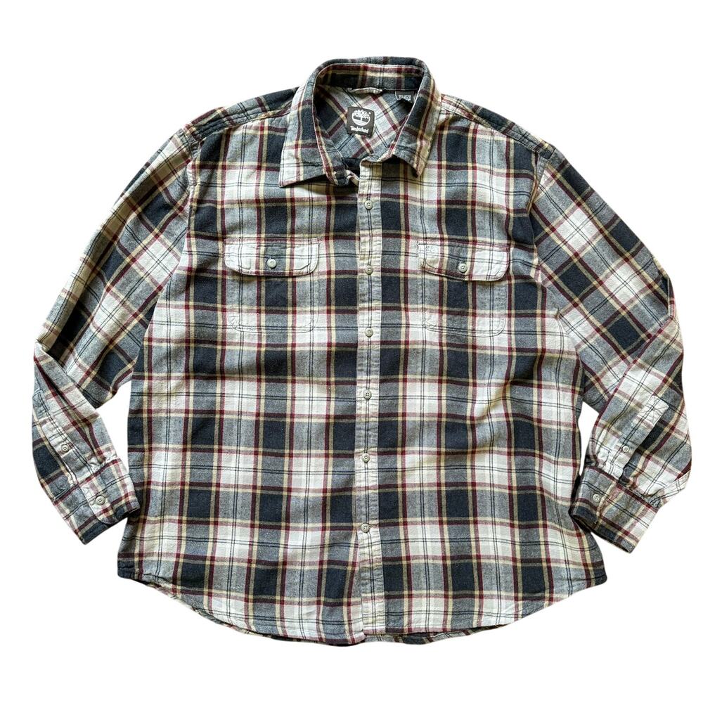 Timberland Plaid Flannel Shirt XL 100% Cotton Long Sleeve Outdoor